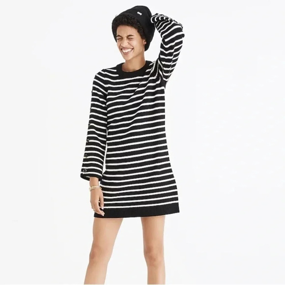 Madewell wool button sleeve dress small oversized sweater dress - Picture 1 of 7